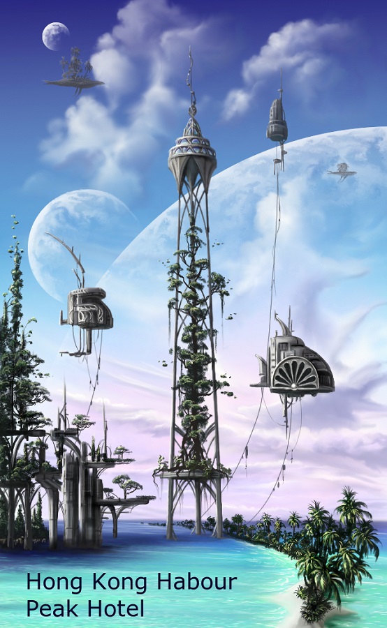 Happy woman hiker in a misty forest